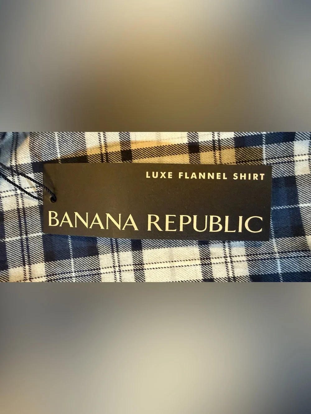 Banana Republic Luxe Flannel Shirt Mens S Blue Plaid Untucked Slim Fit NWT
